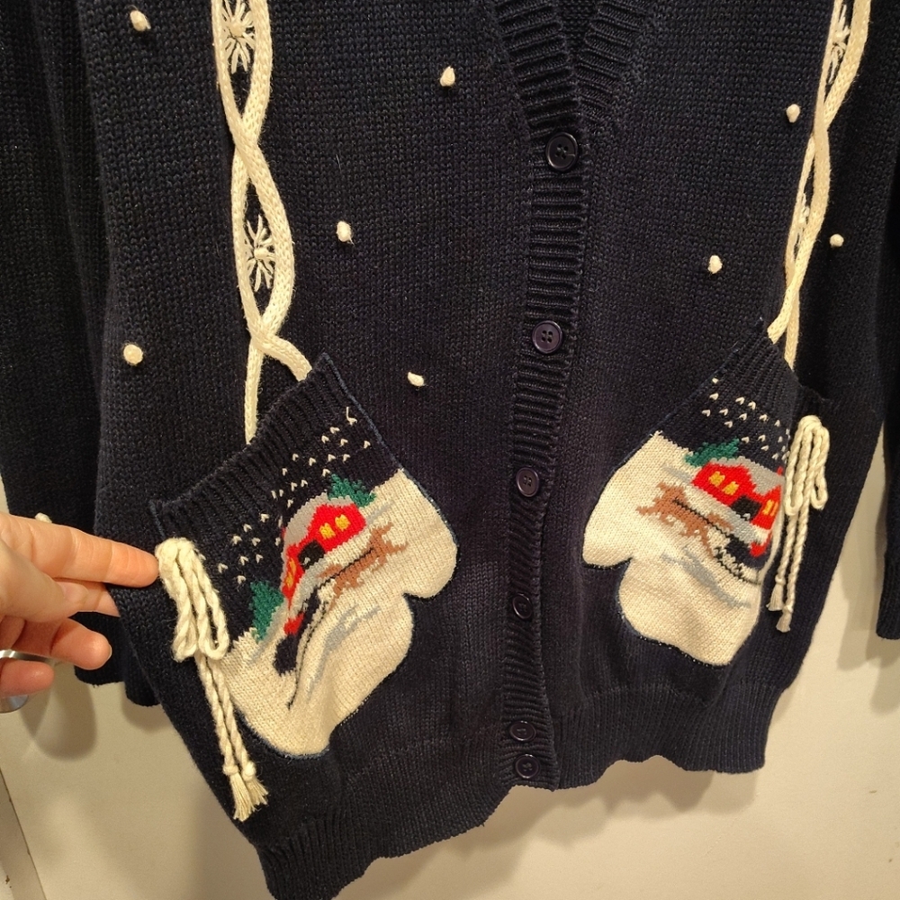 Susan Bristol Vintage 1992 Christmas Holiday Mittens Cardigan Sweater Sz L Party - Picture 4 of 9